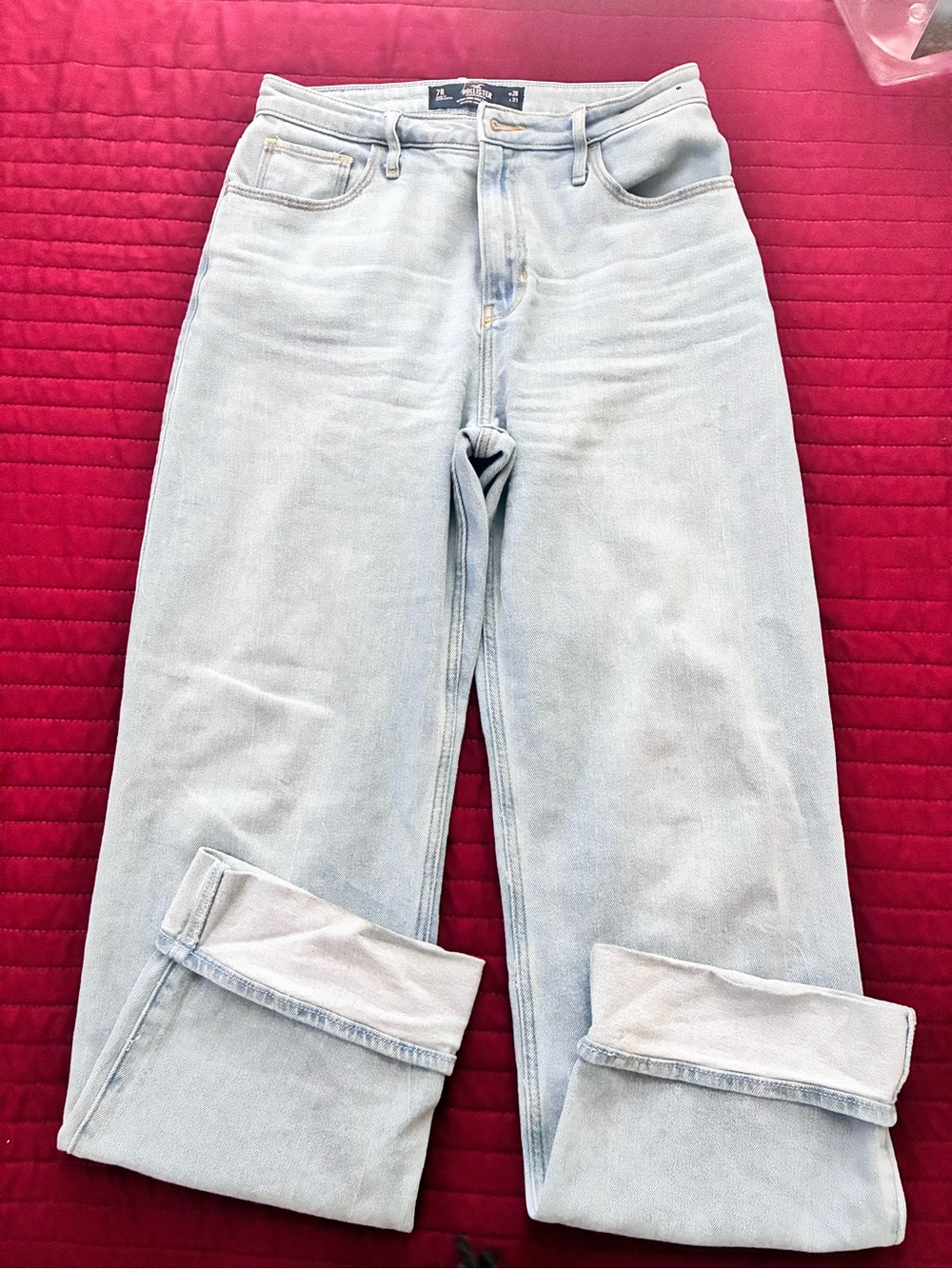 Hollister Baggie Straight Leg Jeans Talla 7R (S)• Casual & Trendy